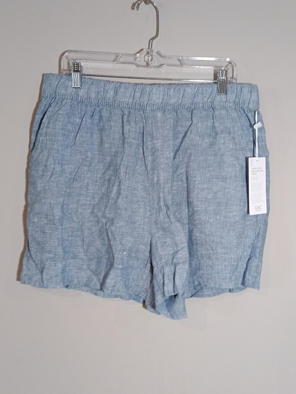 C&C California 100% Linen Pockets Pull On Shorts women’s XL New NWT